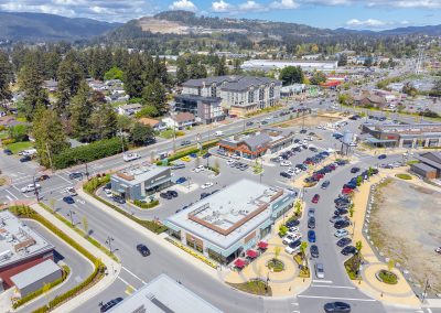 Aerial image of mixed-use commercial and residential development