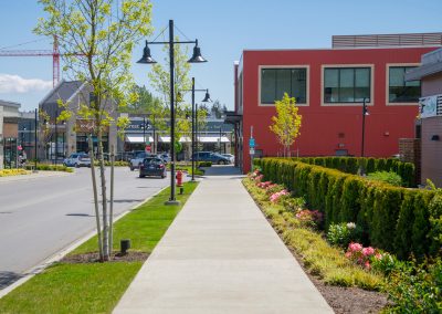 Landscaped urban sidewalk and public infrastructure project in the Capital Regional District.